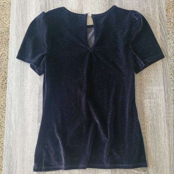 Express Black Velvet Fitted Top - Picture 3 of 7